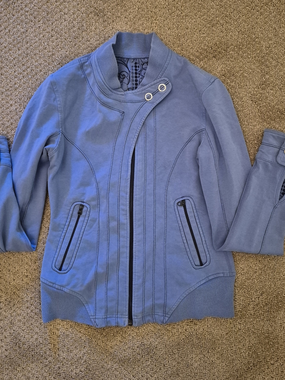 Lululemon Light Blue Zip-Up Moto Jacket, Size 4